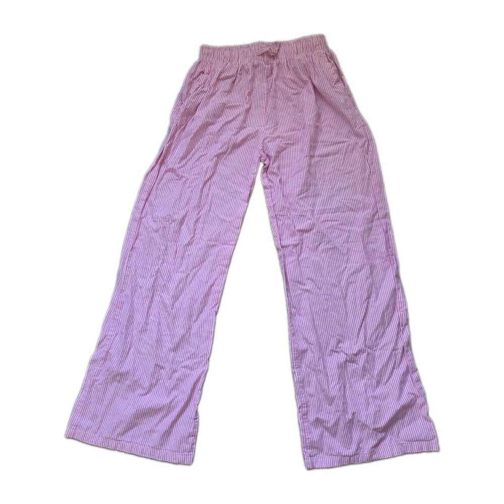 Daisy Street Pink White Striped Wide Leg Pants Drawstring Cotton Sz M EUC